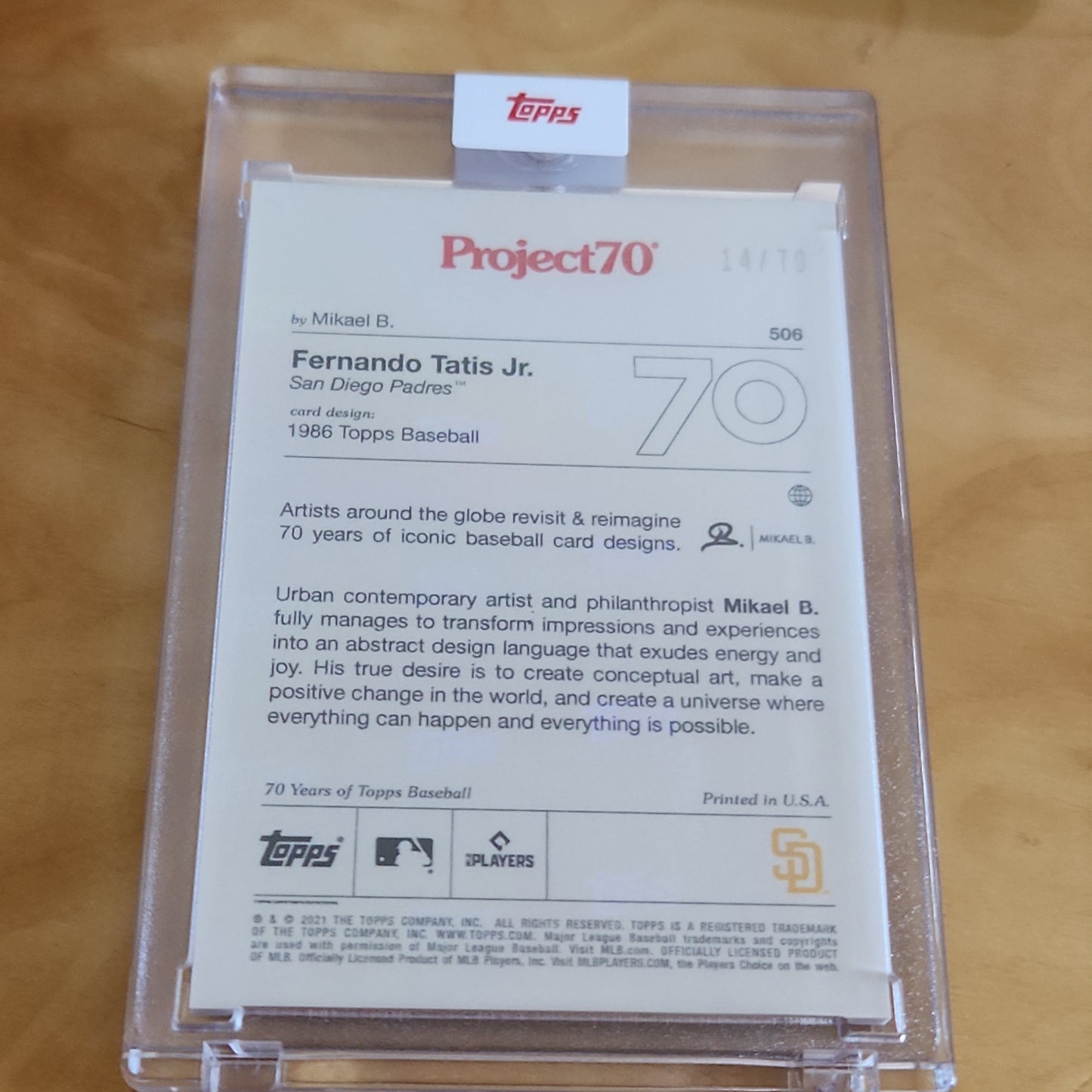 Topps Project 70 Rainbow Refractor Art By: Mikael B. Fernando Tatis Jr. 14/70 #506
