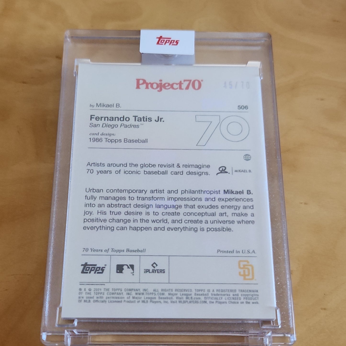 Topps Project 70 Art By:Mikael B. Fernando Tatis Jr. 45/70 #506