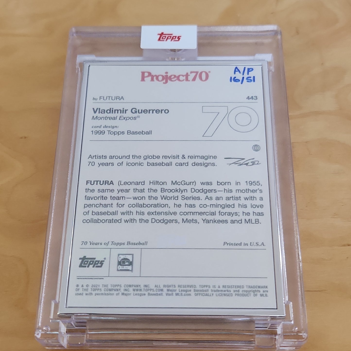 Topps Project 70 Artist Proof By: Futura Vladimir Guerrero Jr. 16/51 #443