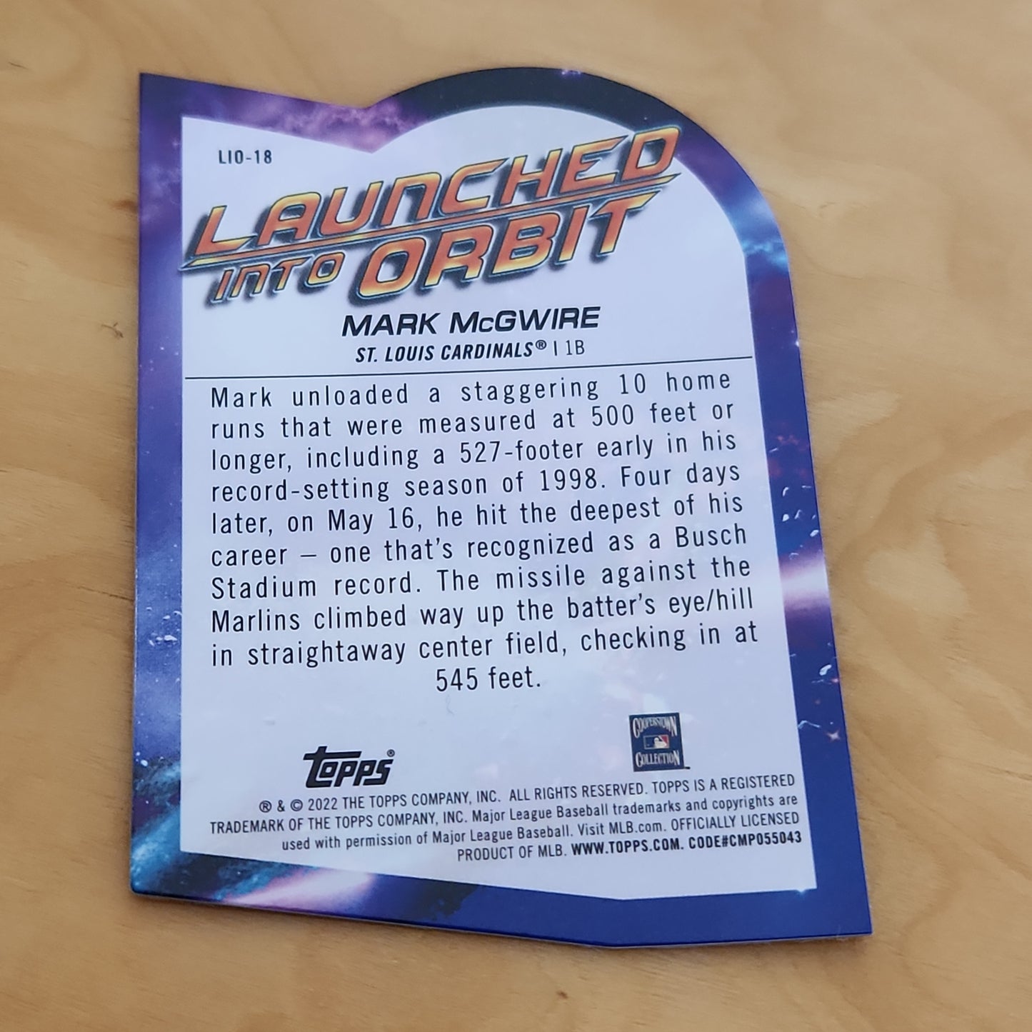 Topps Chrome Luanched Into Orbit Dye-Cut Mark McGwire #LI0-18