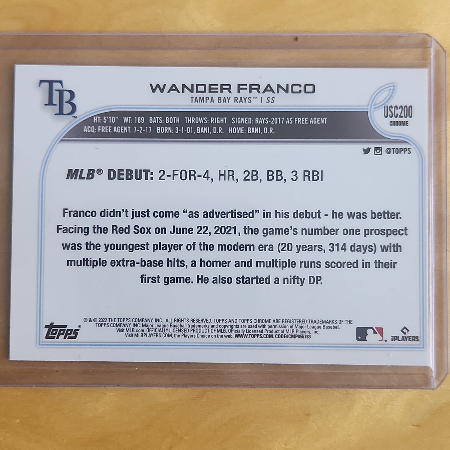 2022 Topps Chrome Wander Franco RC All Star Rookie Purple Refractor #USC200