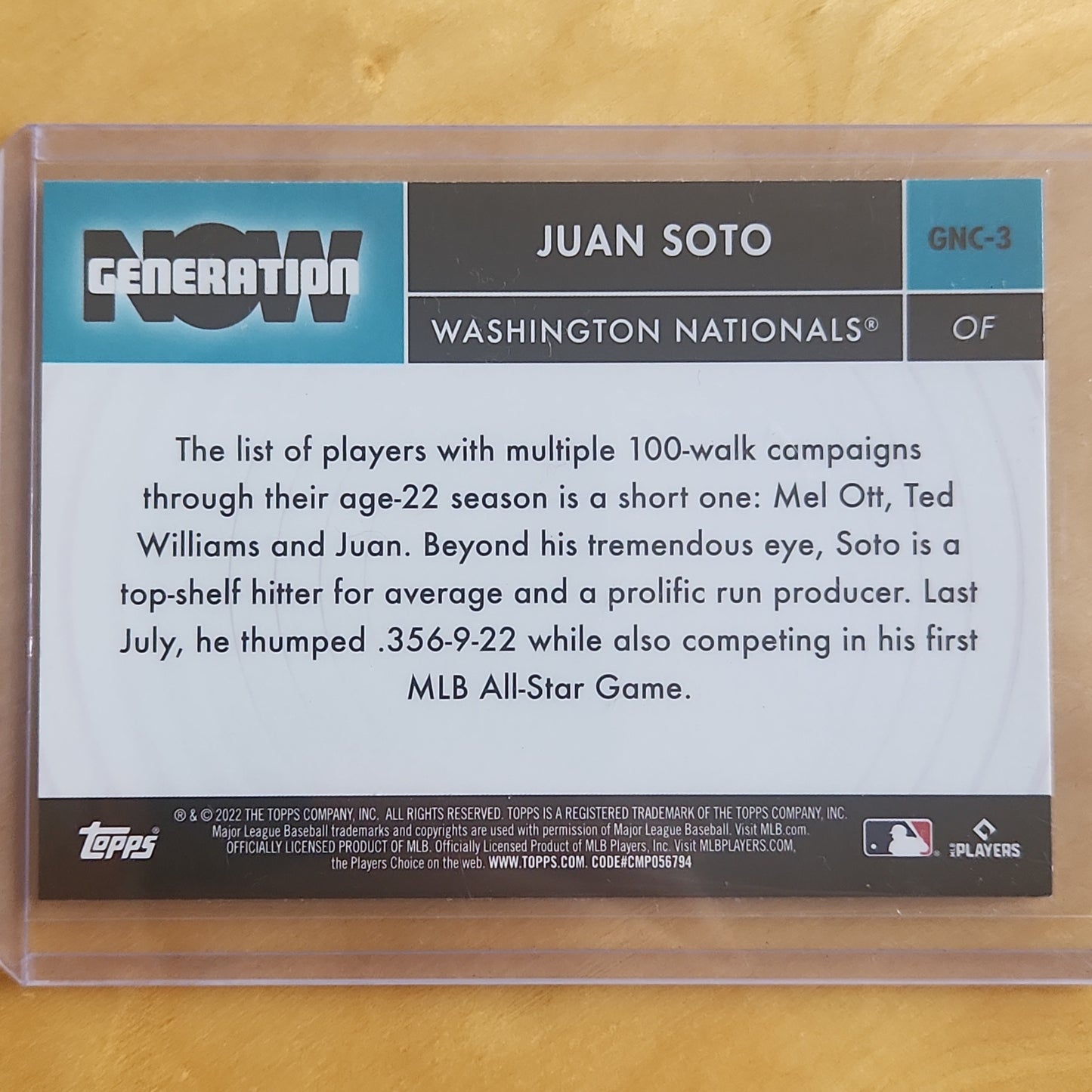 2022 Topps Chrome Jaun Soto Generation Insert Refractor #GNC-3 Washington Nationals