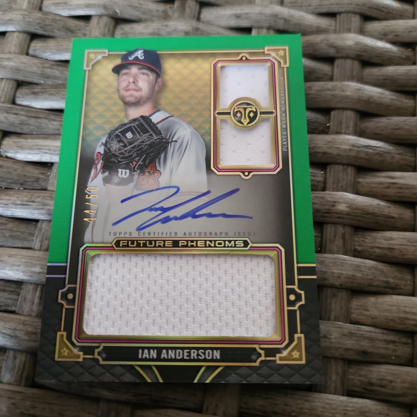 Topps Triple Theards Green Future Phenoms Ian Anderson Duel Relic Auto 44/50 #RFPAR-IA
