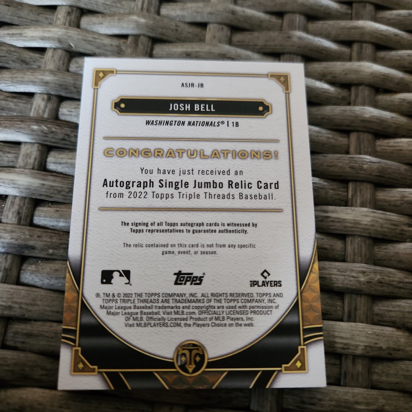 Topps Triple Theards Green Future Phenoms Josh Bell Relic Auto 05/50 #ASJR-JB