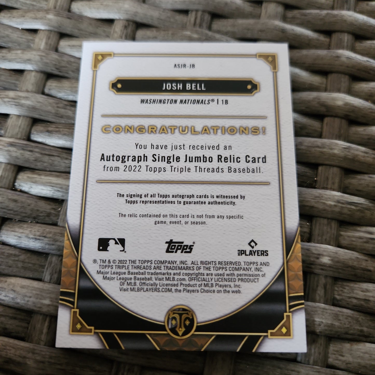 Topps Triple Theards Purple Future Phenoms Josh Bell Relic Auto 66/75 #ASJR-JB