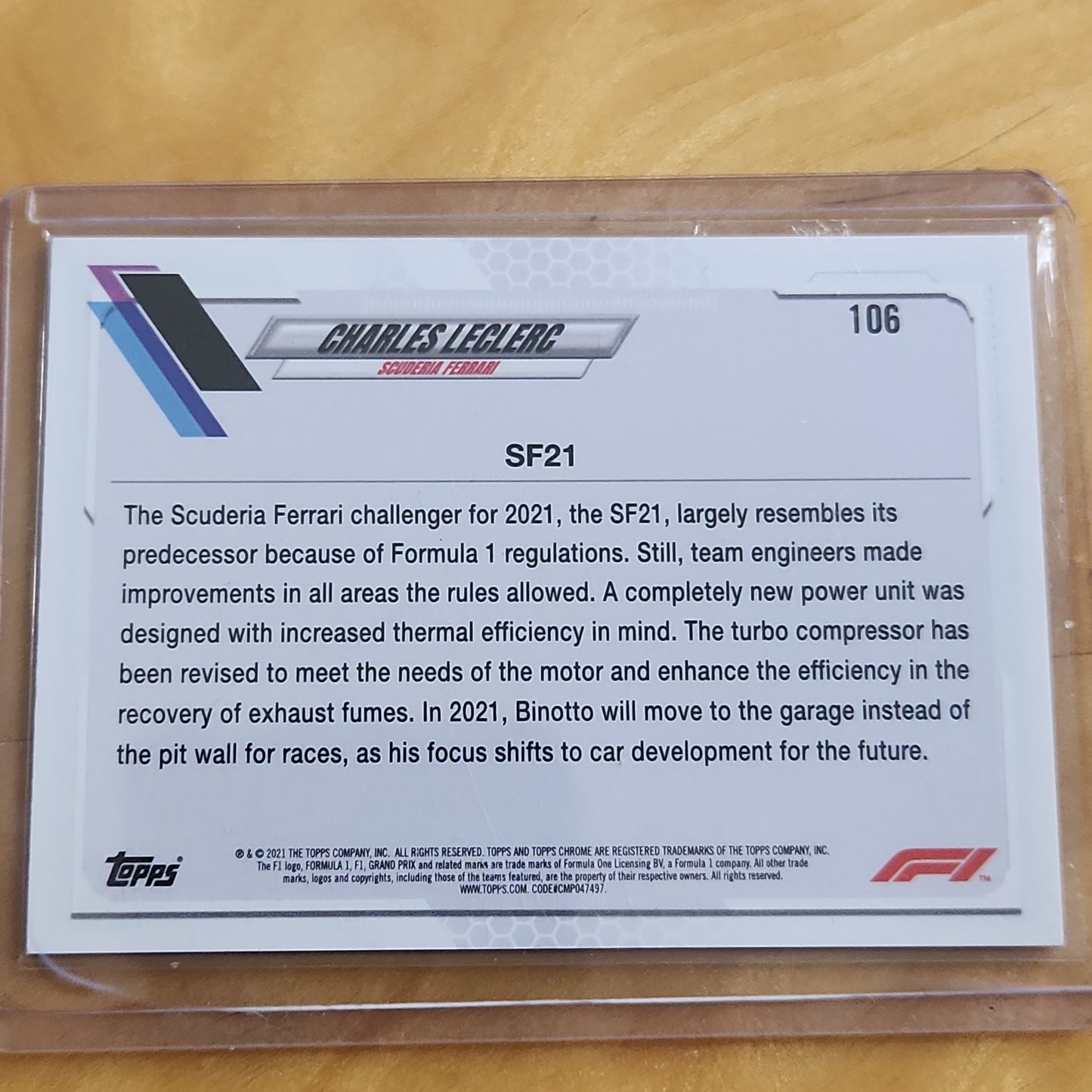2021 Topps Chrome F1 Charles Leclerc Car #106 Suderia Ferrari
