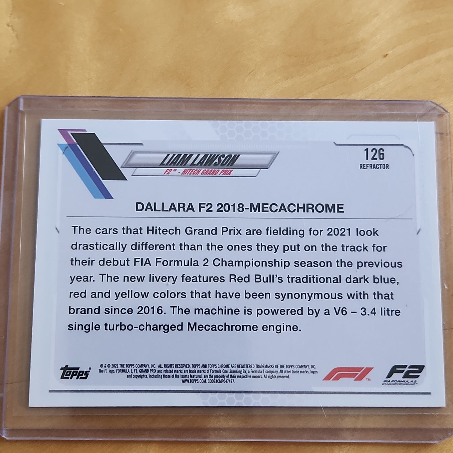 2021 Topps Chrome F1 Liam Lawson Car Formula 2 #106 Suderia Ferrari