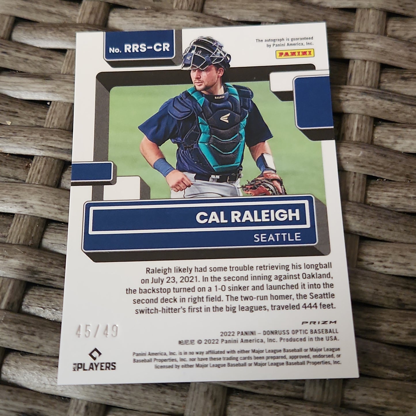 Panini Optic Prizm Rated Rookie Refractor Cal Raleigh Auto 45/49 #RR-CR
