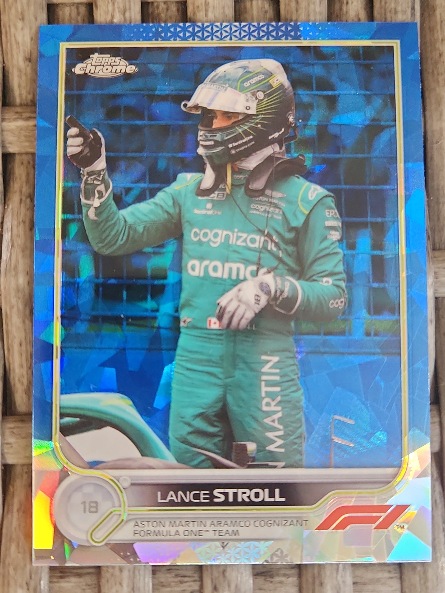2022 Topps Chrome F1 Spahire Lance Stroll #50 Aston Martin Aramco Cognizant Formula One Team