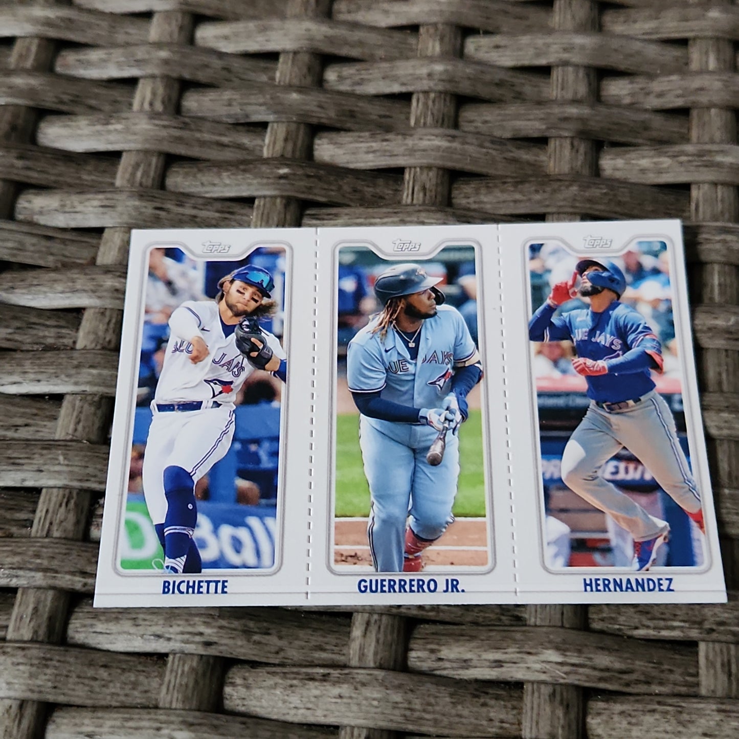 Topps Triple Player Bo Bichette, Vladimir Guerrero Jr. & Teoscar Hernandez #TPC-4A, TPC-4B & TPC-4C