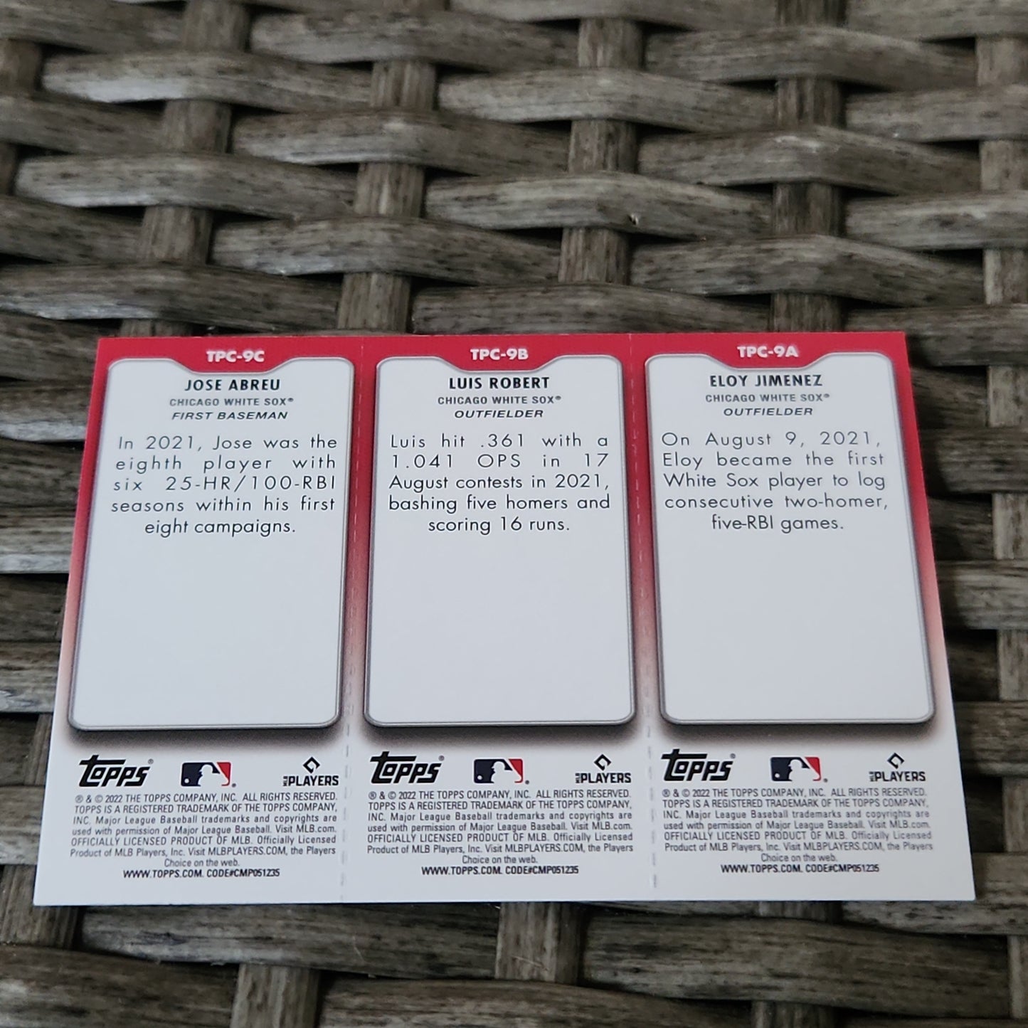 Topps Jose Abreu #TPC-9C Luis Robert TPC-9B Eloy Jimenez #TPC-9A