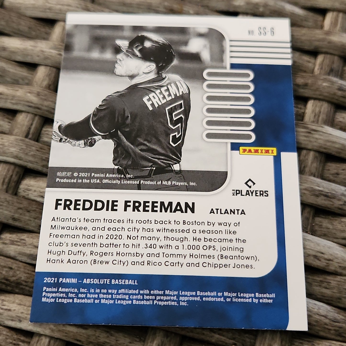 Panini Absolute Green Statistically Speaking Freedie Freeman #SS-6