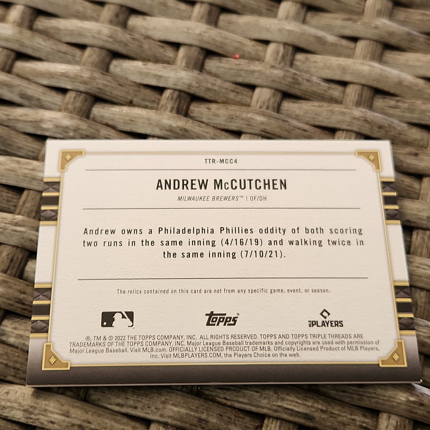 Topps Green Double Double Relic Andrew McCutchen 17/18 #TTR-MCC4