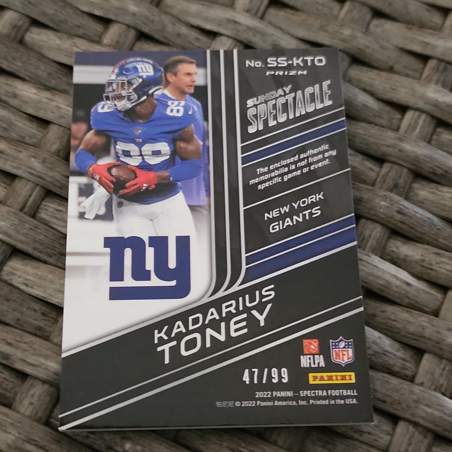Panini Spectar Prizm Sunday Spectacle Kardarius Toney Relic 47/99 #SS-KTO