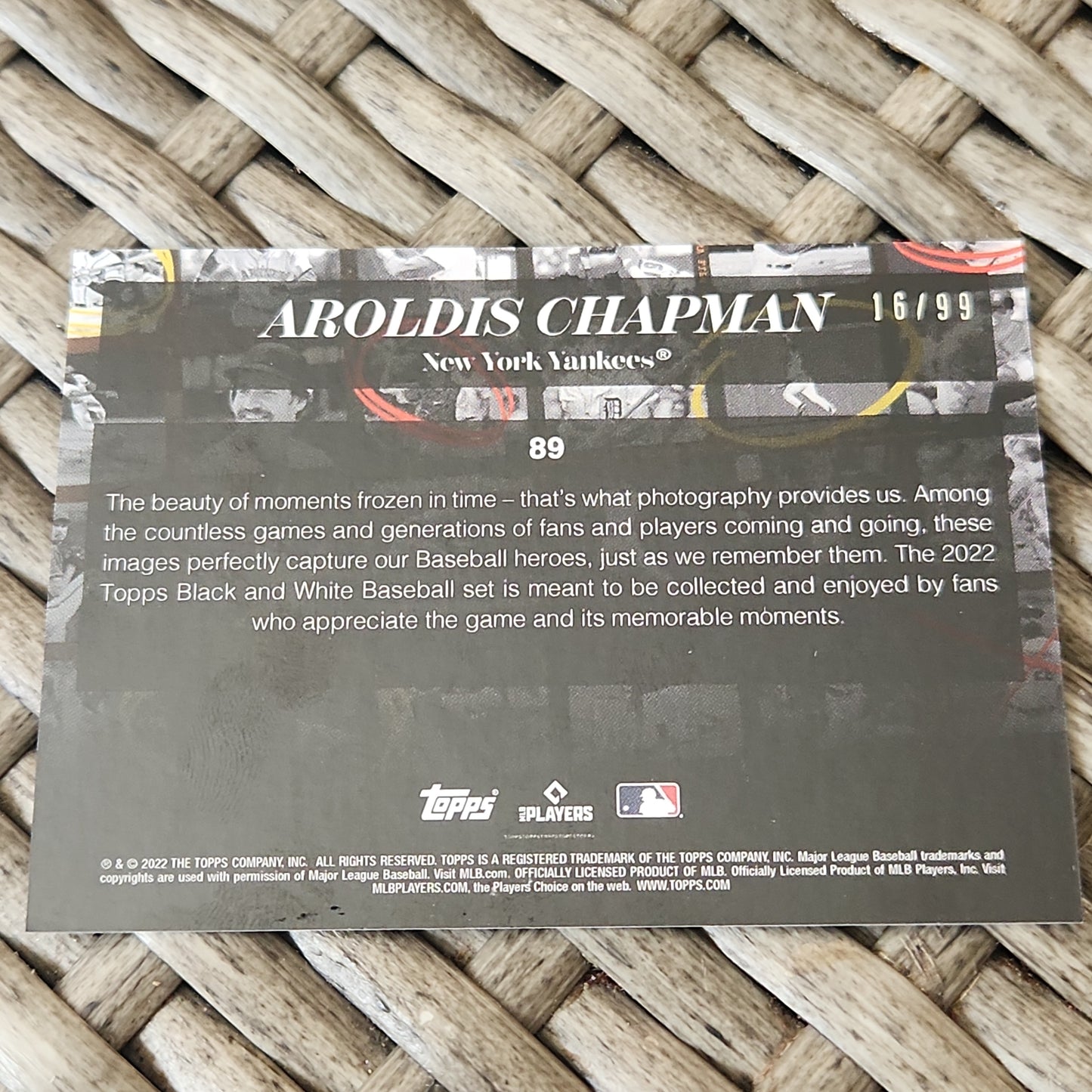 2022 Topps Black and White Baseball Arnold Chapman  Photo Negative16/99 #88 New York Yankee