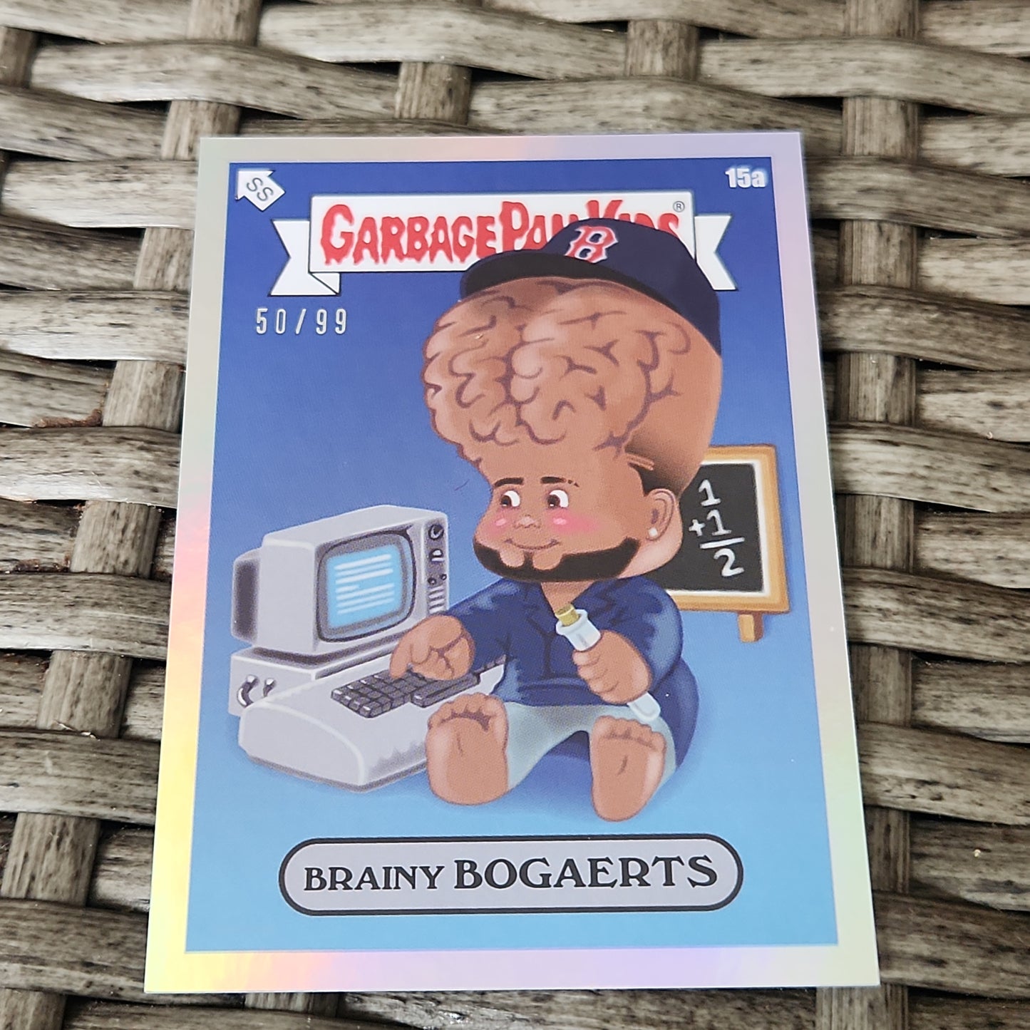 Topps Chrome Garbage Pail Kids X Keith Shore MLB Rainbow Holo Brainy Bogaerts 50/99 #15a