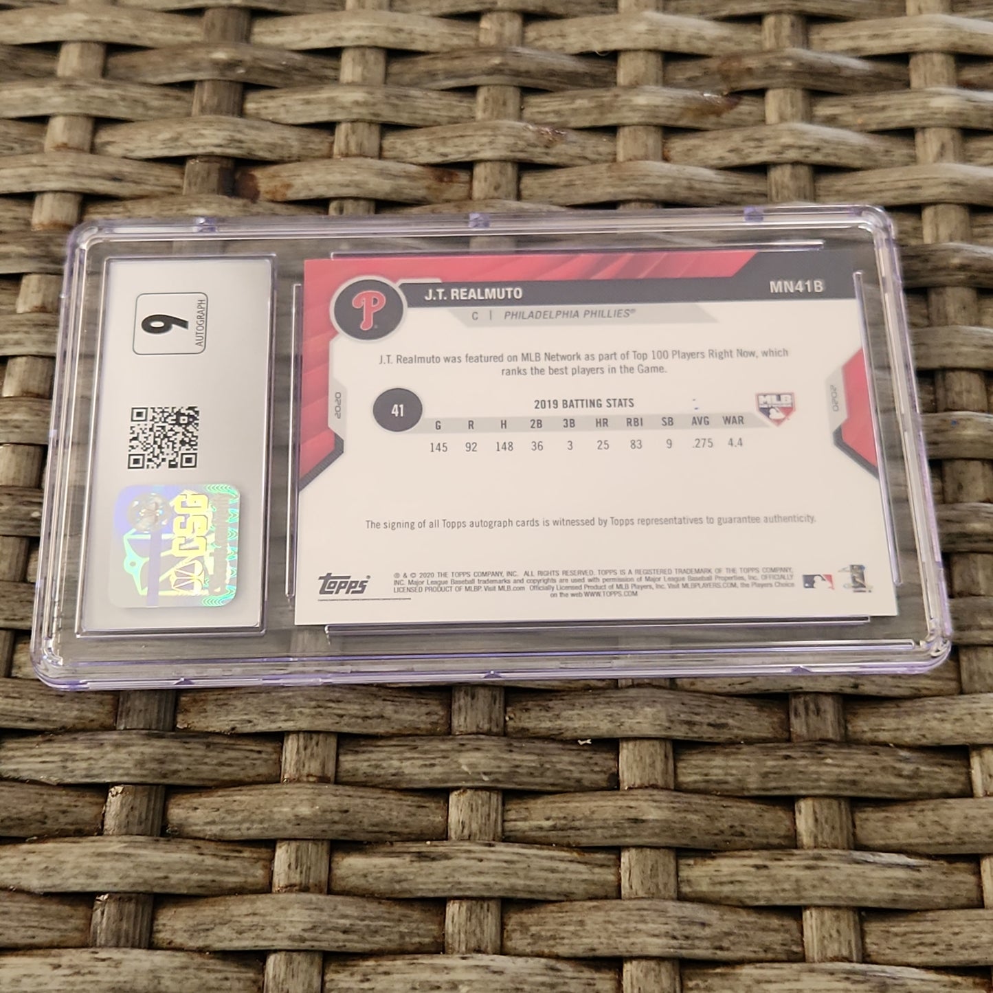 CSG Graded 8.5 Topps Now Blue J.T. Realmuto Auto 05/49 #MN41B