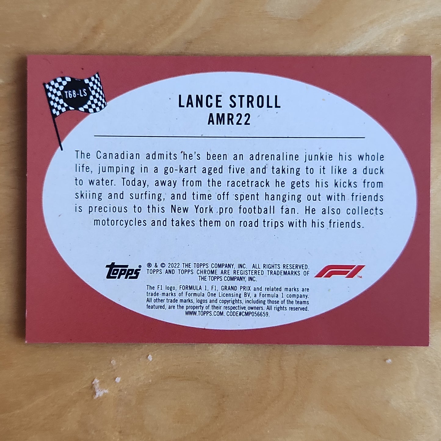 2022 Topps Chrome F1 Lance Stroll Car Refractor #T68-LS Aston Martin Aramco Cognizant Formula One Team