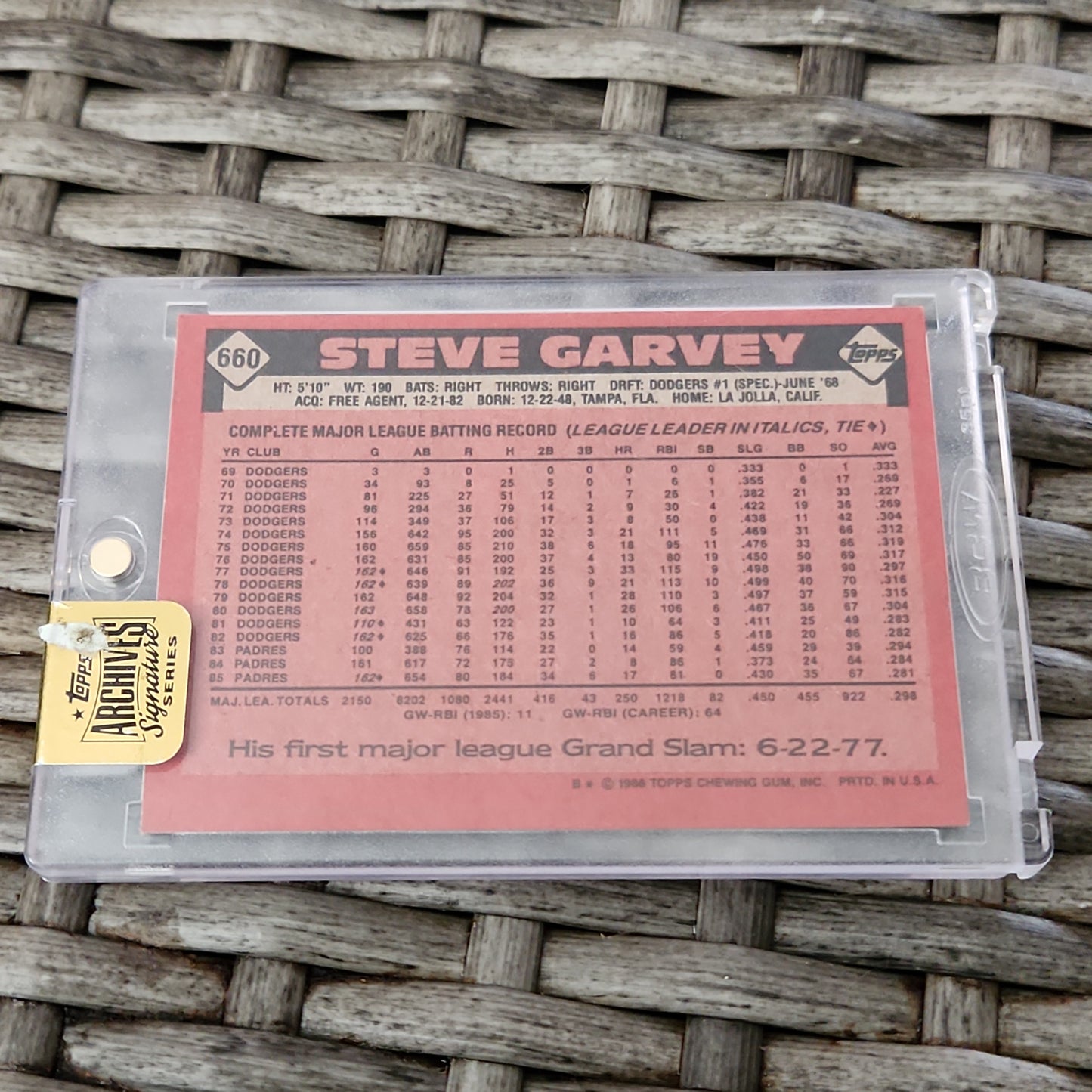 Topps Archives Signature Series Steve Garvey Auto 54/99 #660