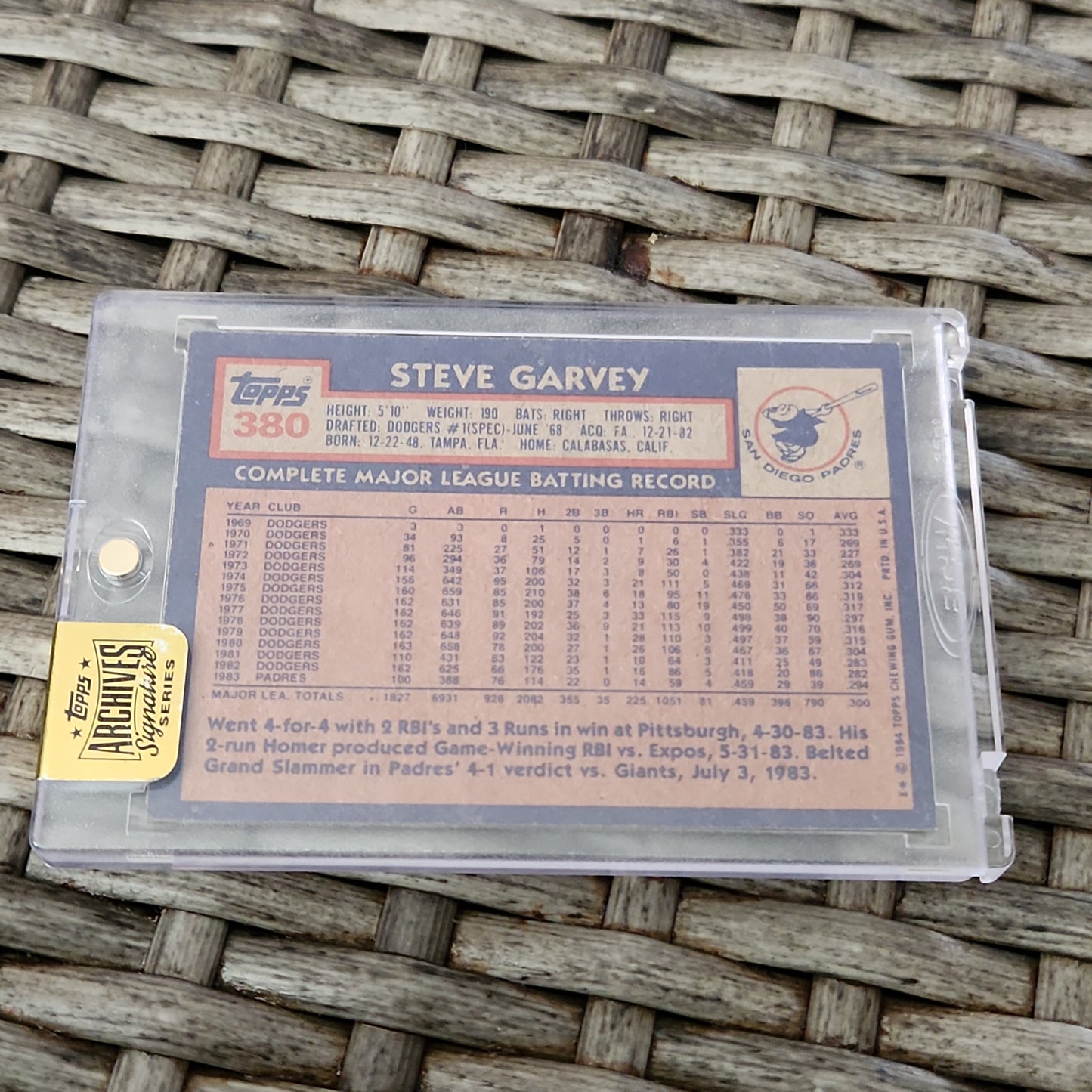Topps Archives Signature Series All-Star Steve Garvey Auto 12/47 #380