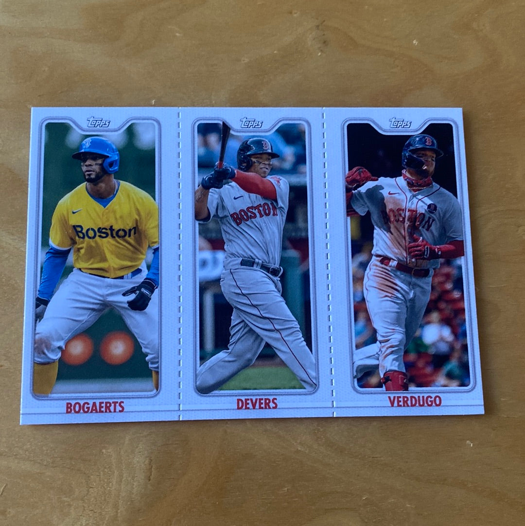 Topps Triple Player Alex Verdugo, Rafael Devers, and Xander Bogaerts #TPC-7C, TPC-7B, TPC-7A