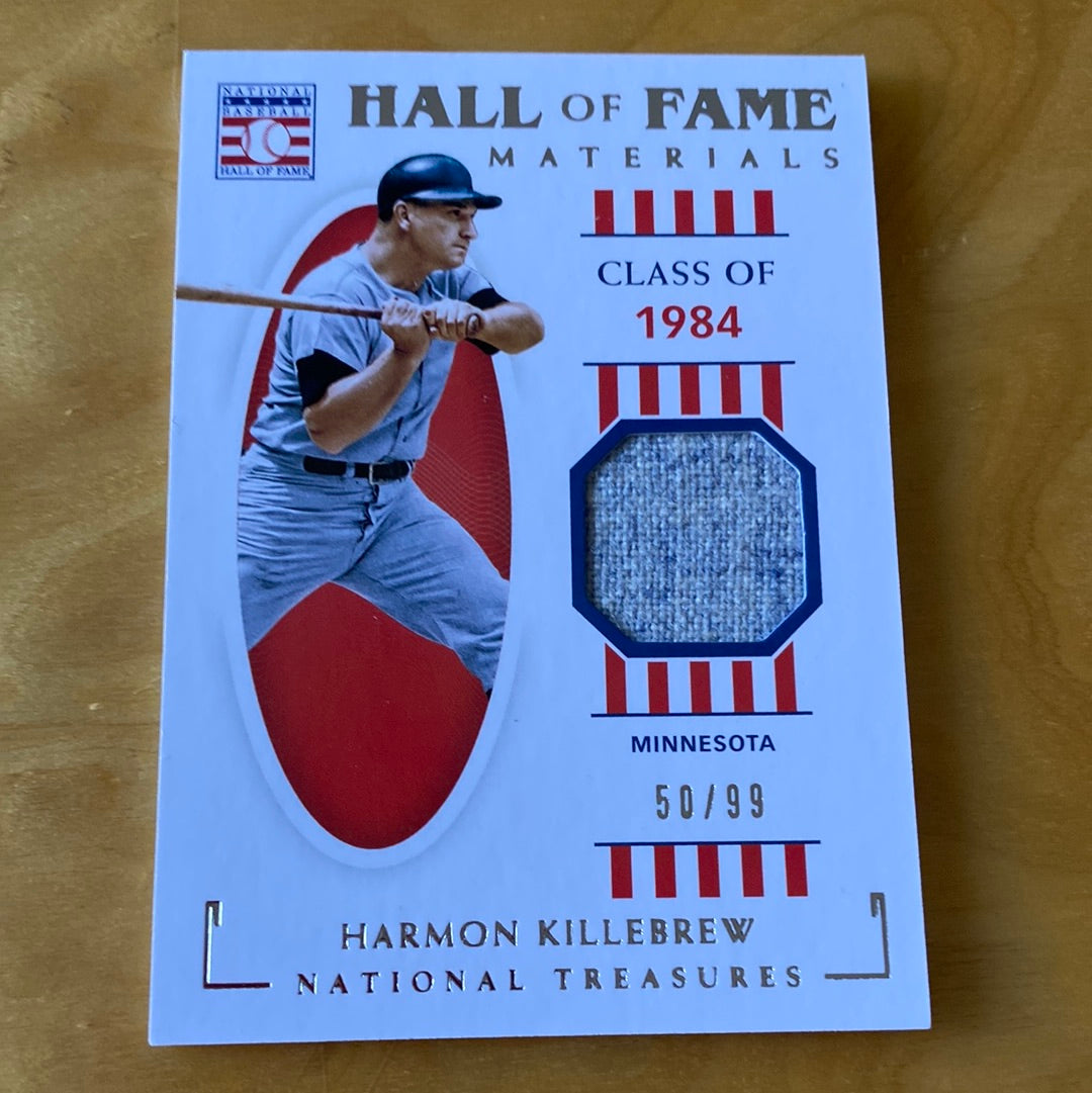Panini National Treasures Hall of Fame Materials Relic Patch Harmon Killebrew 50/99 #HOF-HK