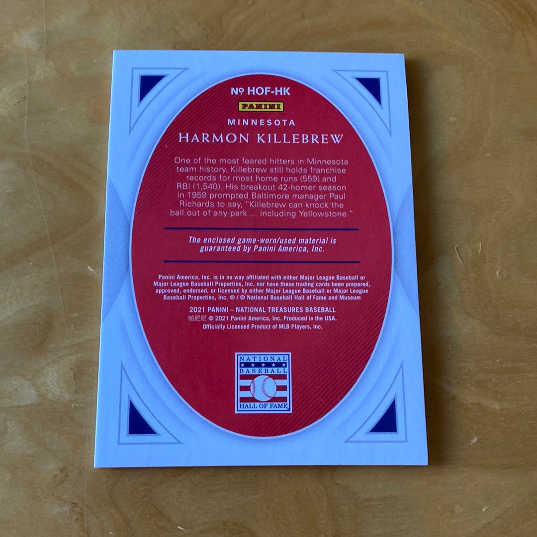 Panini National Treasures Hall of Fame Materials Relic Patch Harmon Killebrew 50/99 #HOF-HK