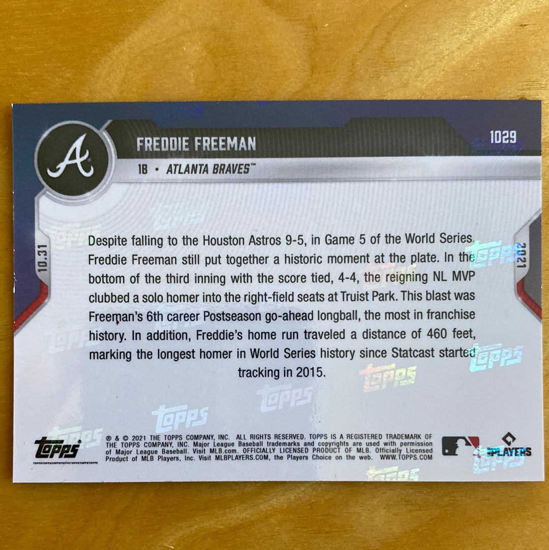 Topps Now Orange Parallel World Series 2021 Freddie Freeman 10.31 4/5 #1029