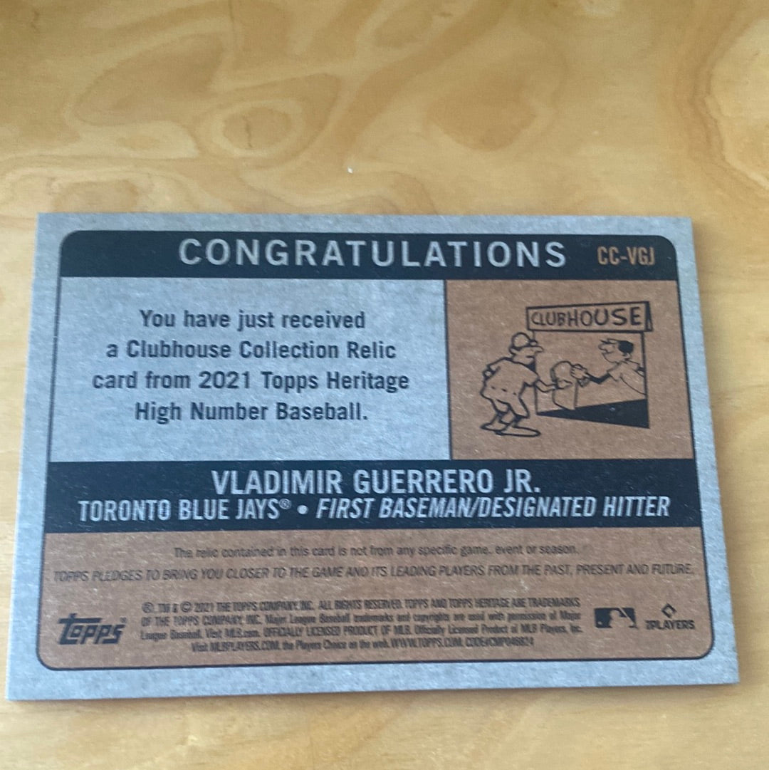 Topps Clubhouse Collection Game-Used Jersey Patch Vladimir Guerrero Jr. #CC-VGJ