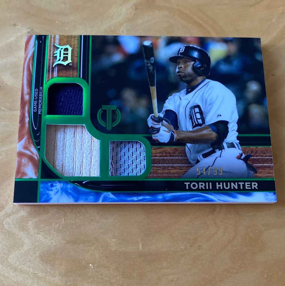 Topps Tribute Green Triple Game-Used Memorabilia Torii Hunter 54/99 #TTR-TH
