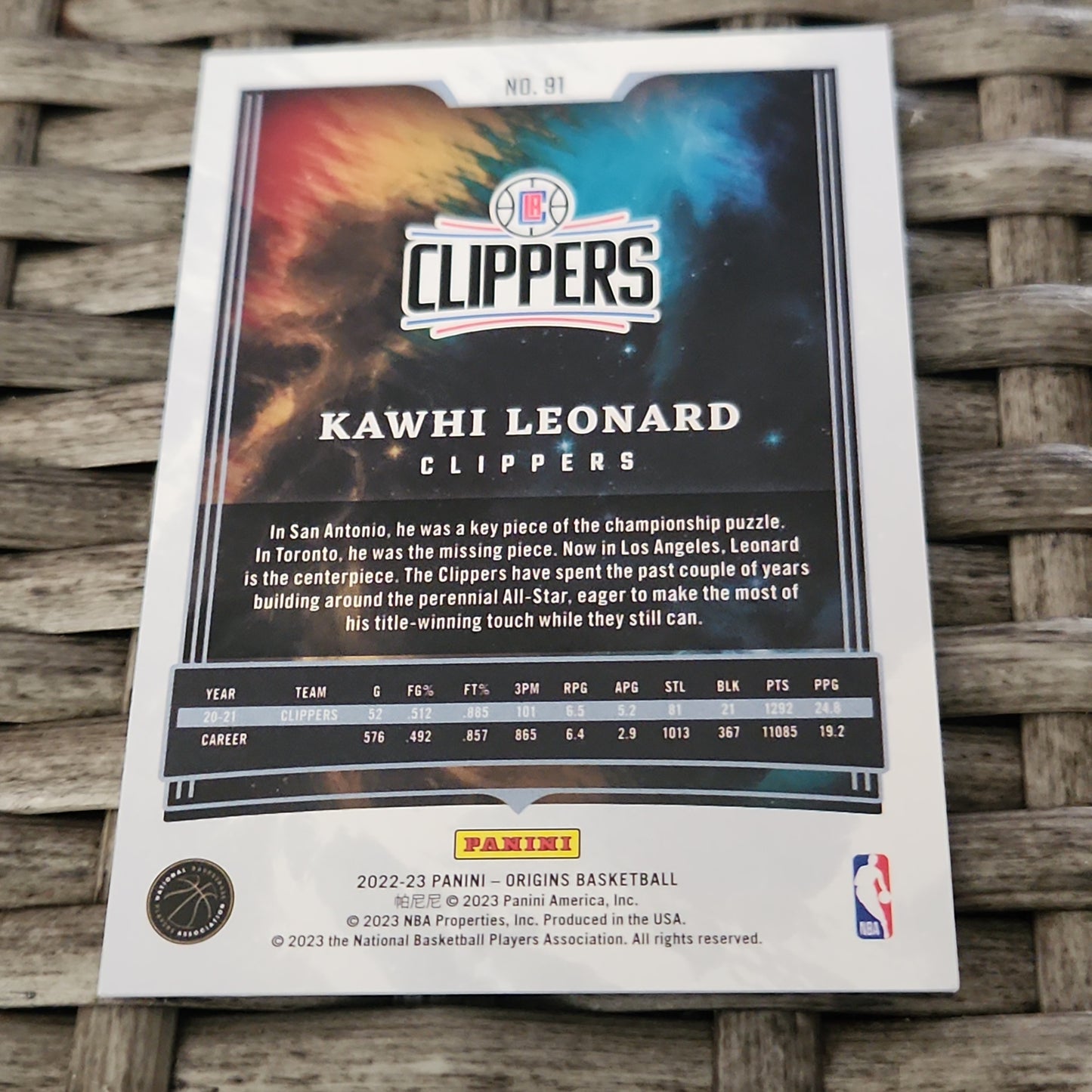 Panini Origins Blue Jersey Match Kawhi Leonard 23/25 #91