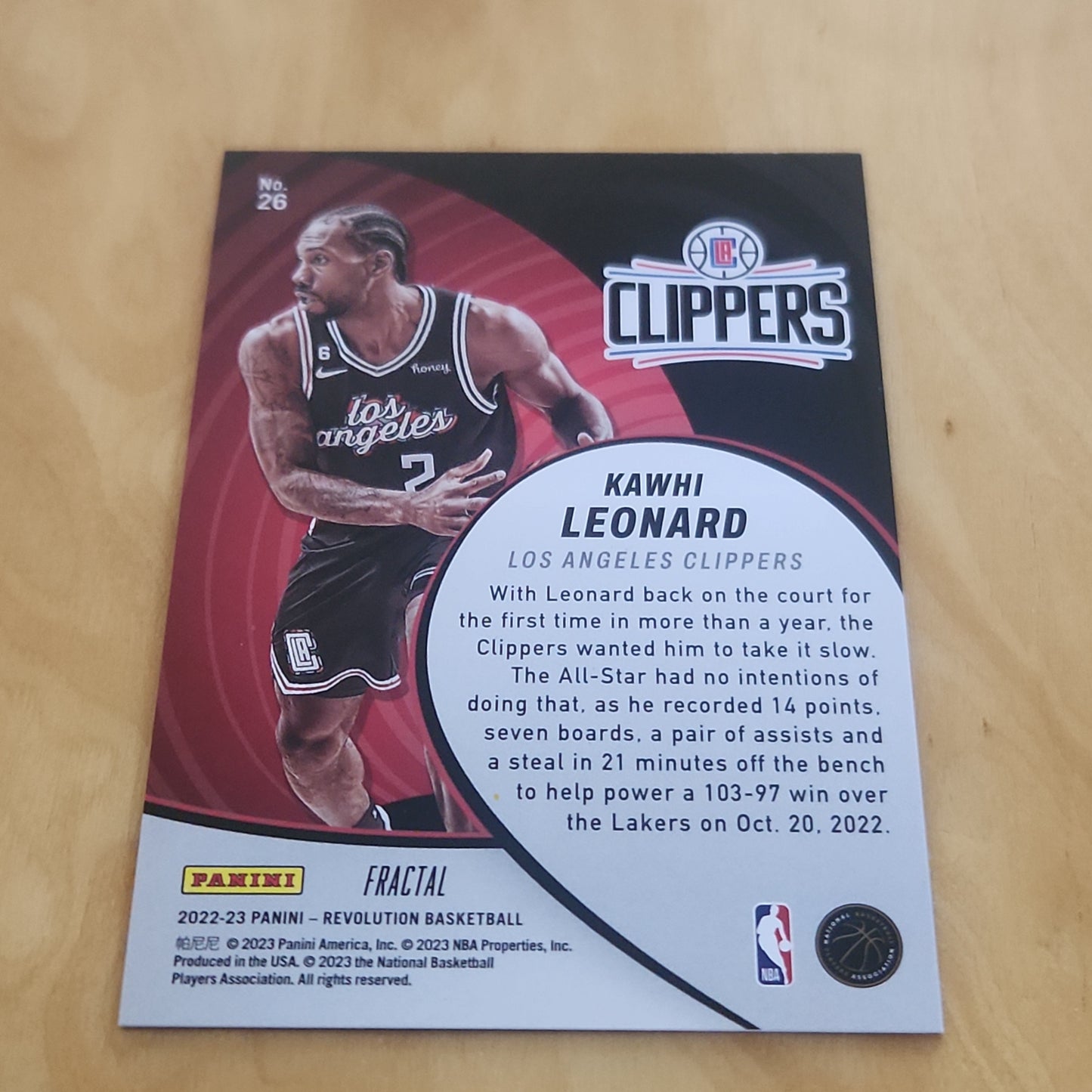 Panini Revolution Vortex Fractal Kawhi Leonard #26