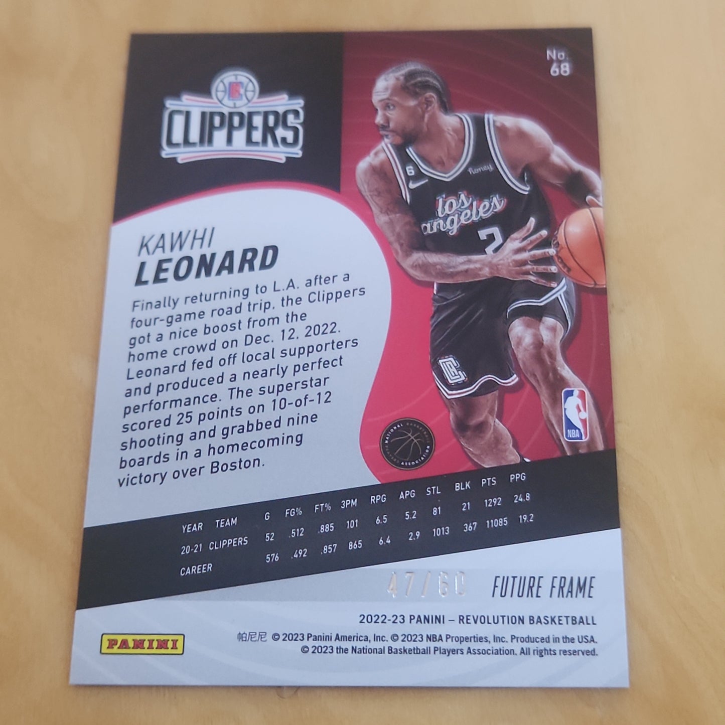 Panini Revolution Blue Future Frame Kawhi Leonard 47/60 #68