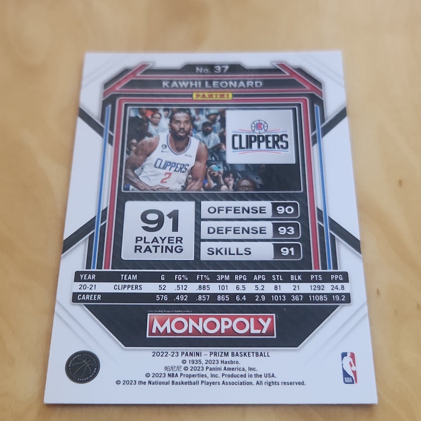 Panini Prizm Monopoly Kawhi Leonard #37