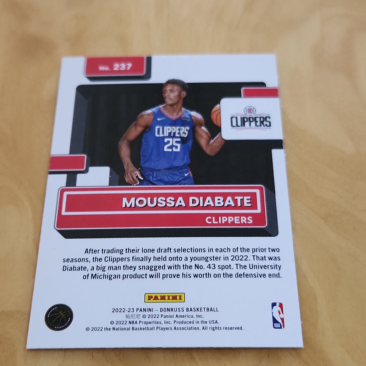 Panini Donruss Rated Rookie Moussa Diabate #237