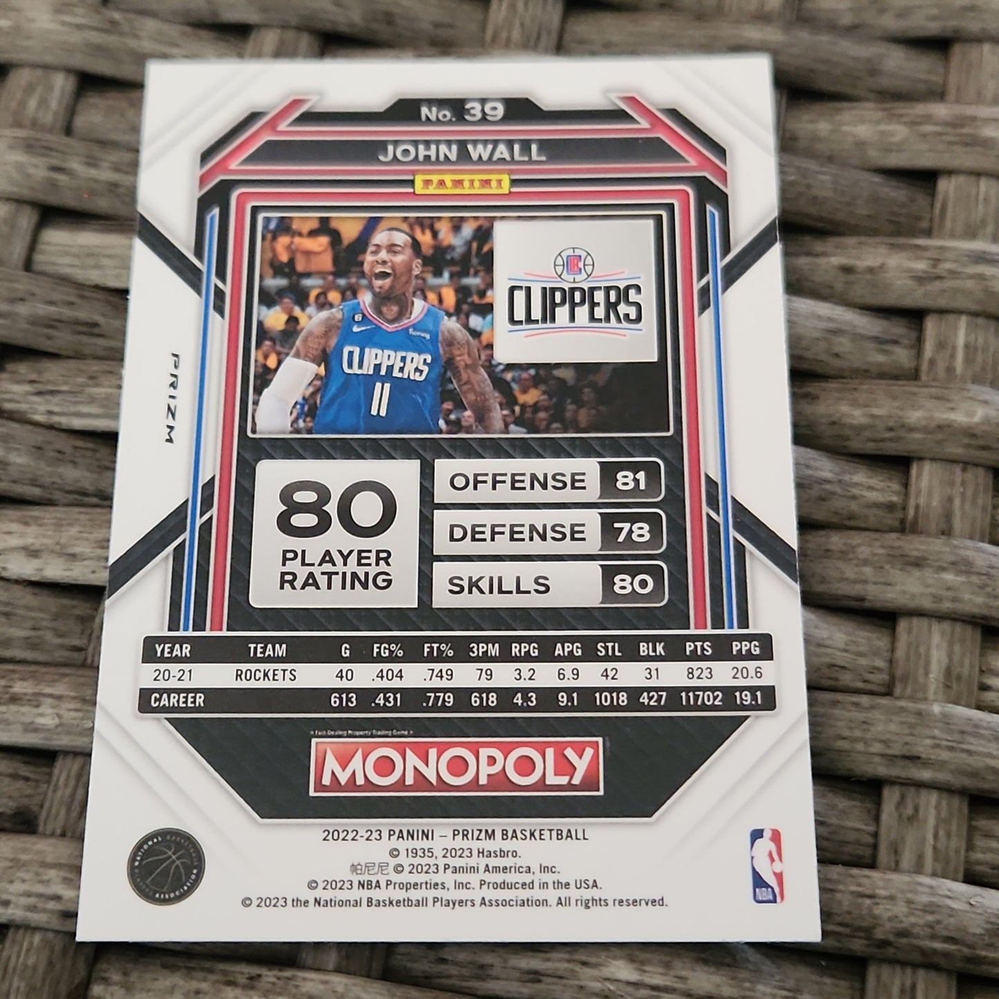 Panini Prizm Monopoly John Wall #39