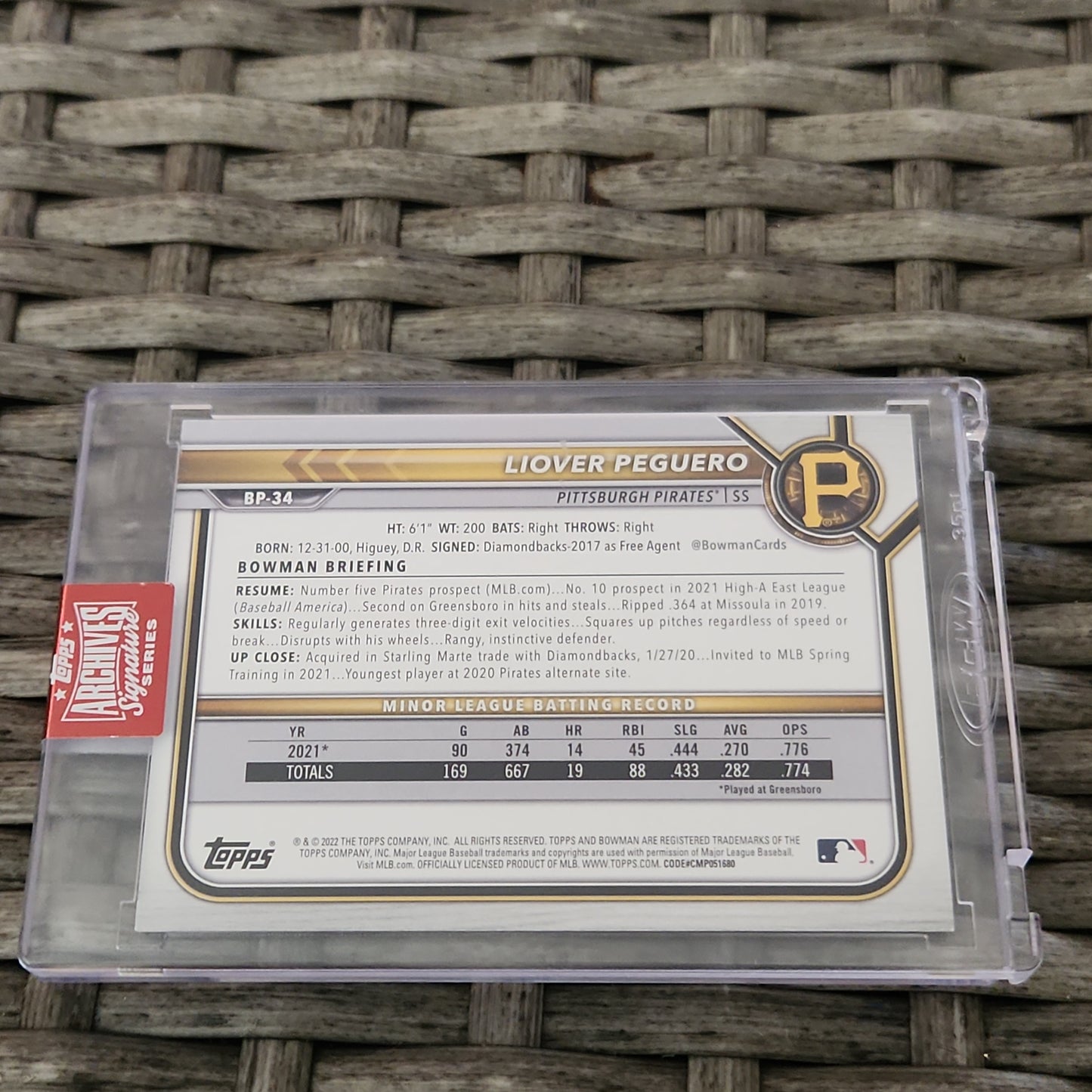 Topps Archive Signature Series 1st Bowman Livoer Peguero Auto 49/99 #BP-34