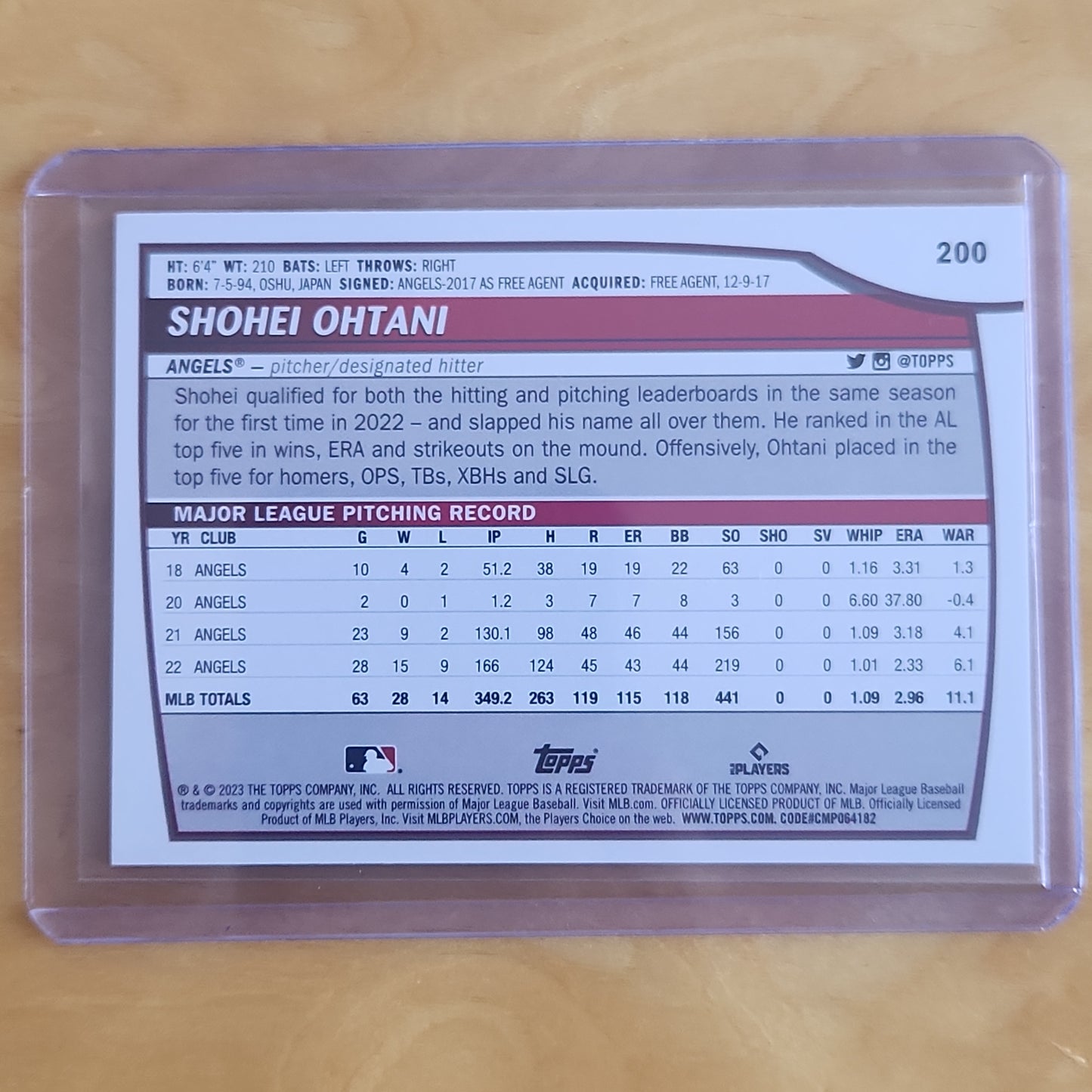 2023 Topps Big League Shohei Ohtani #200 Los Angeles Angles