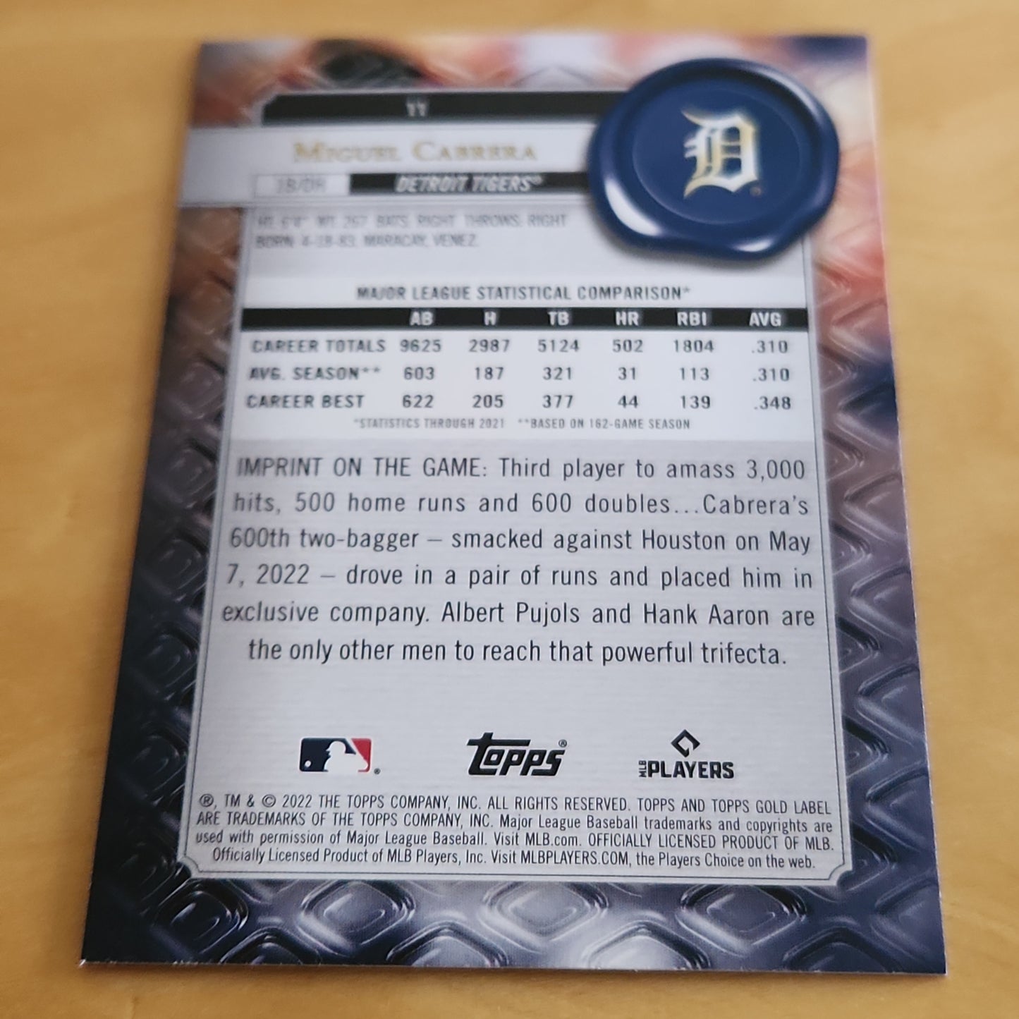 Topps Gold Label Miguel Cabrera #11