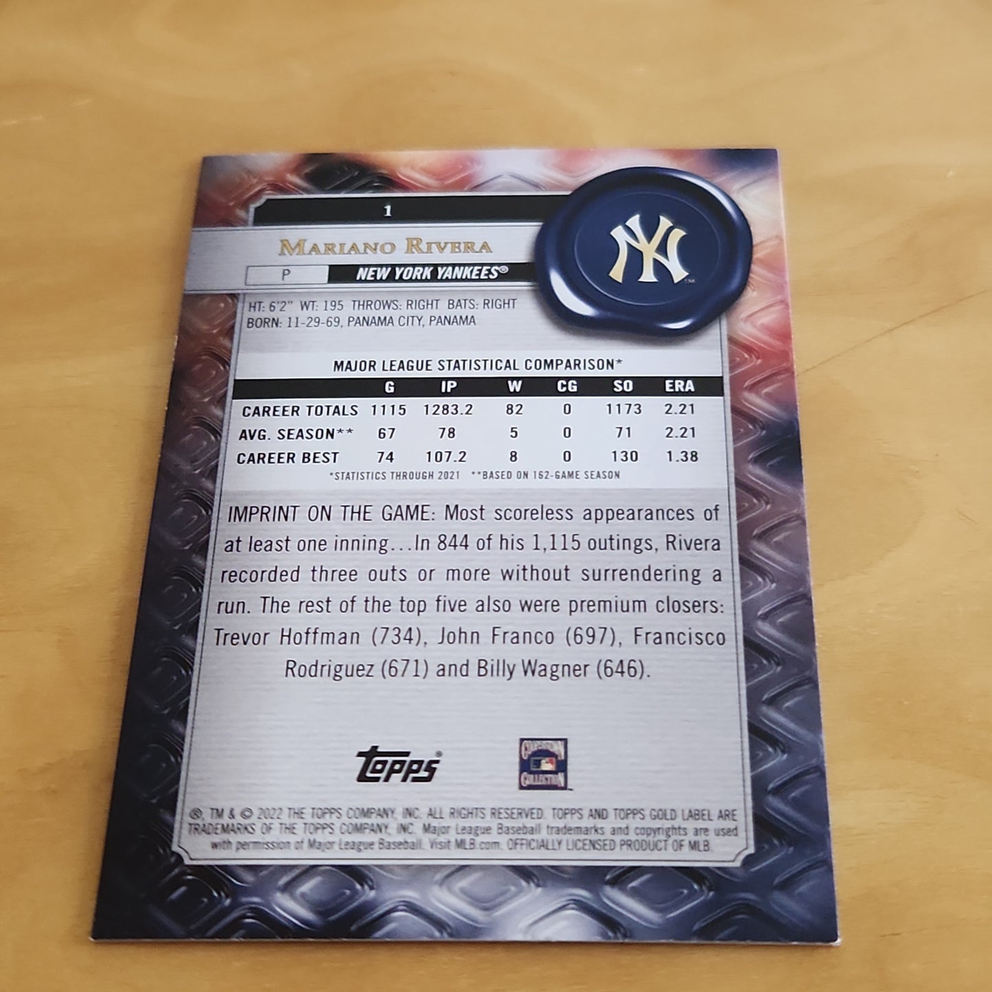 Topps Gold Label Mariano Rivera #1