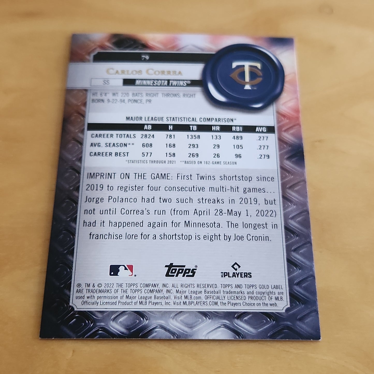 Topps Gold Label Carlos Correa #79