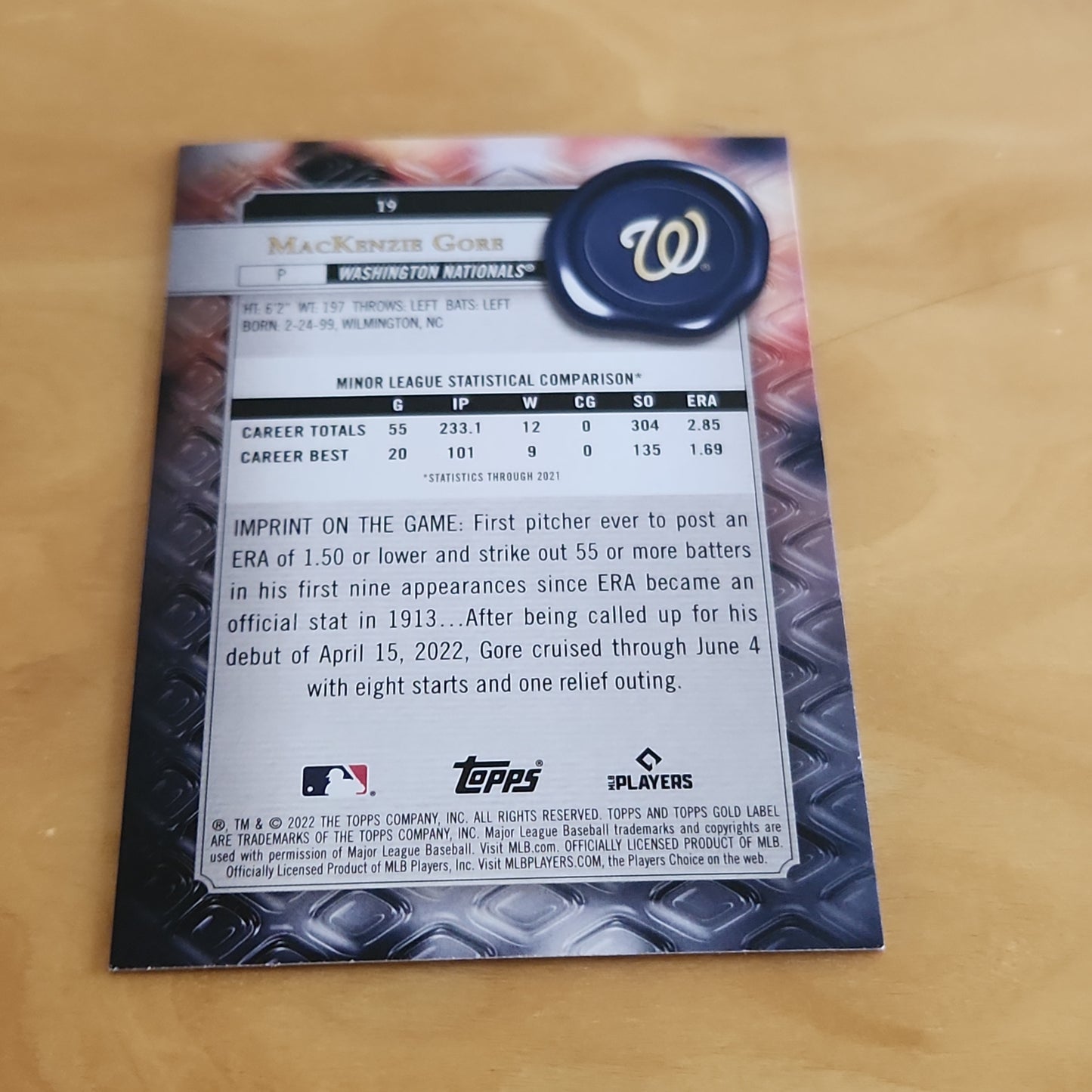 Topps Gold Label MacKenize Gore RC #19