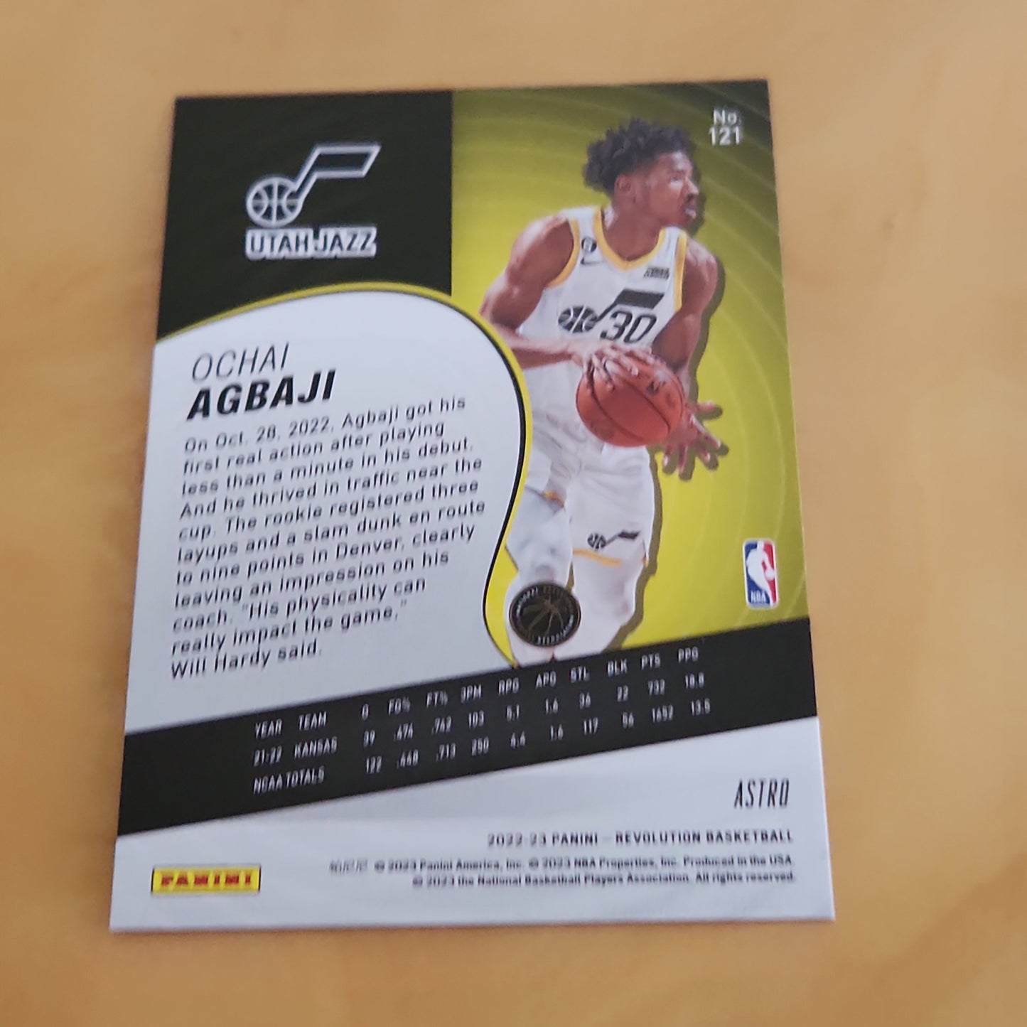 Panini Revolution Yellow Astro Ochai Agbaji RC #121