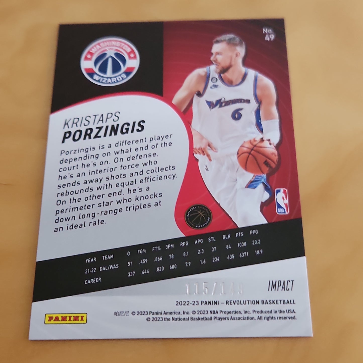 Panini Revolution Blue Impact Kristaps Porzingis 115/149 #49