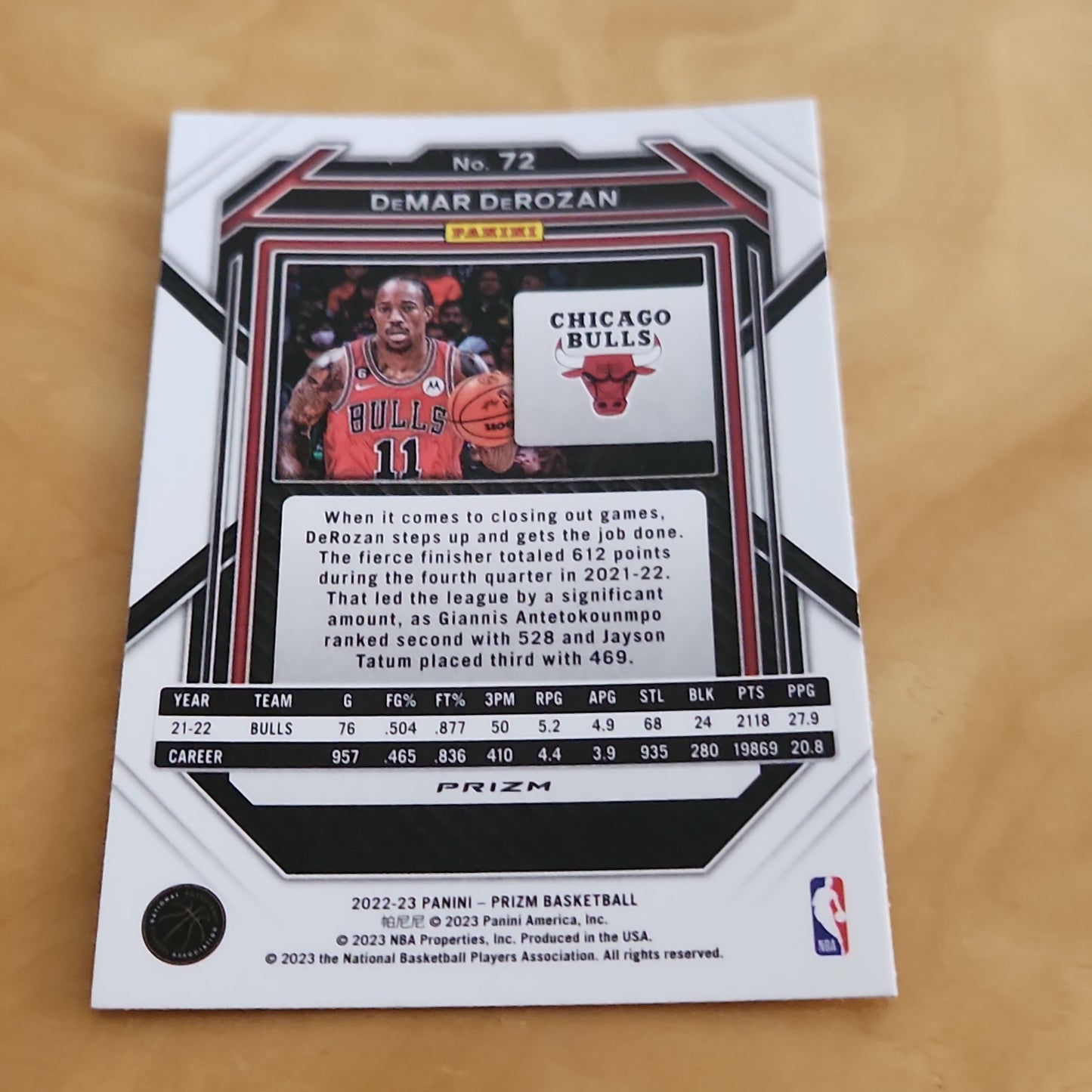 Panini Prizm Demar Derozen #72