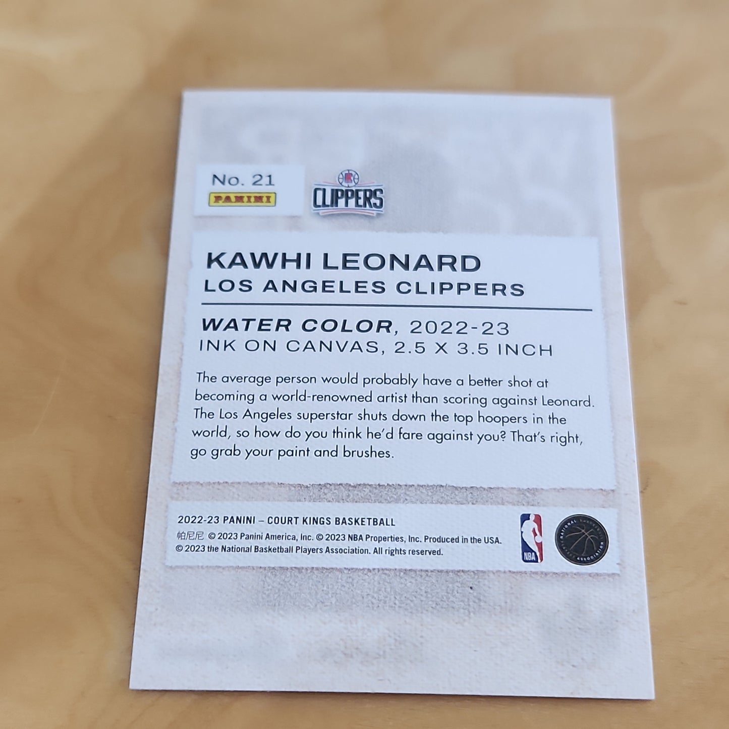 Panini Court Kings Water Colors Kawhi Leonard #21