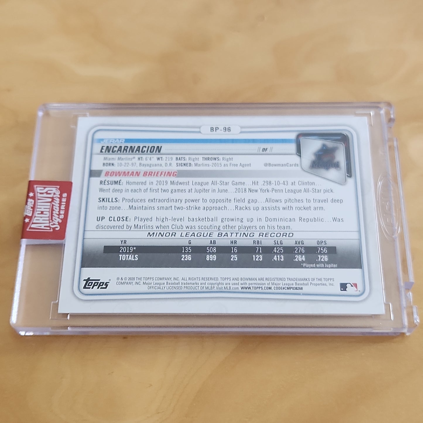 Topps Archives Signature Series 1st Bowman Jerar Encarnacion Auto 55/60 #BP-96