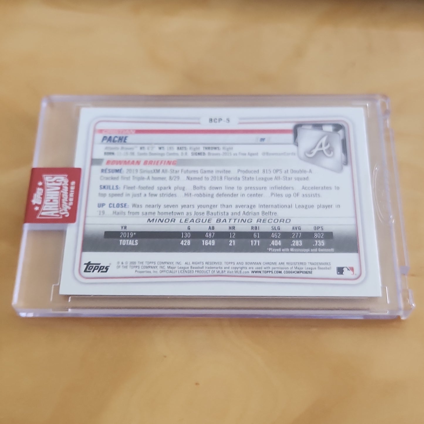 Topps Archives Signature Series Bowman Cristian Pache Auto 1/5 #BCP-5