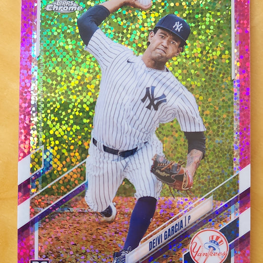 2021 Topps Chrome Deivi Garcia Pink Speckle Refractor 053/350 #85 New York Yankees