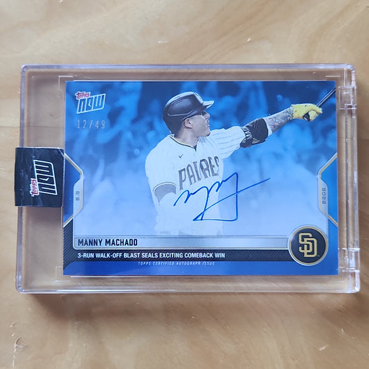 2022 Topp Now Manny Machado On Card AUTO Blue Parallel 12/49 #6808 San Diego Padres